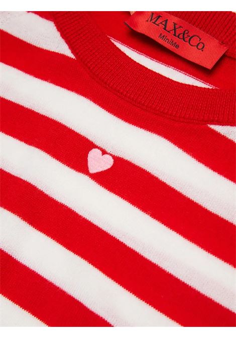 Pullover In Lana A Righe Bianco e Rosso Con Cuore MAX&CO. KIDS | MX0003-MX005MXC11